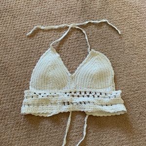 FREE PEOPLE CROCHET HALTER TOP
